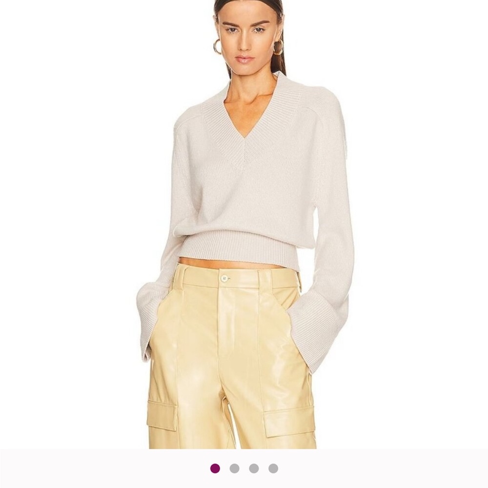 Women's Cream V-Neck Sweater
